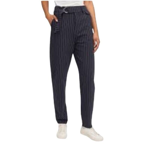 Marissa Webb Barrel Leg Stripe Trouser Pant Relaxed Tomboy Chic Navy Size 0 New - Picture 1 of 12